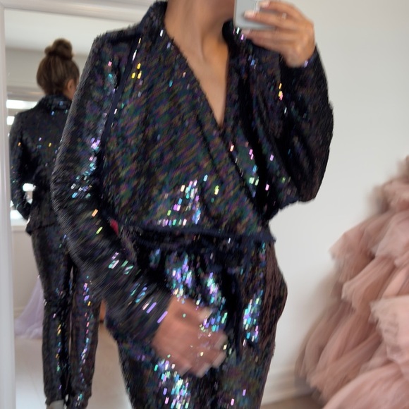 High Quality Black Sequin Party Suit - Glam Night Out - Size M - Picture 1 of 8